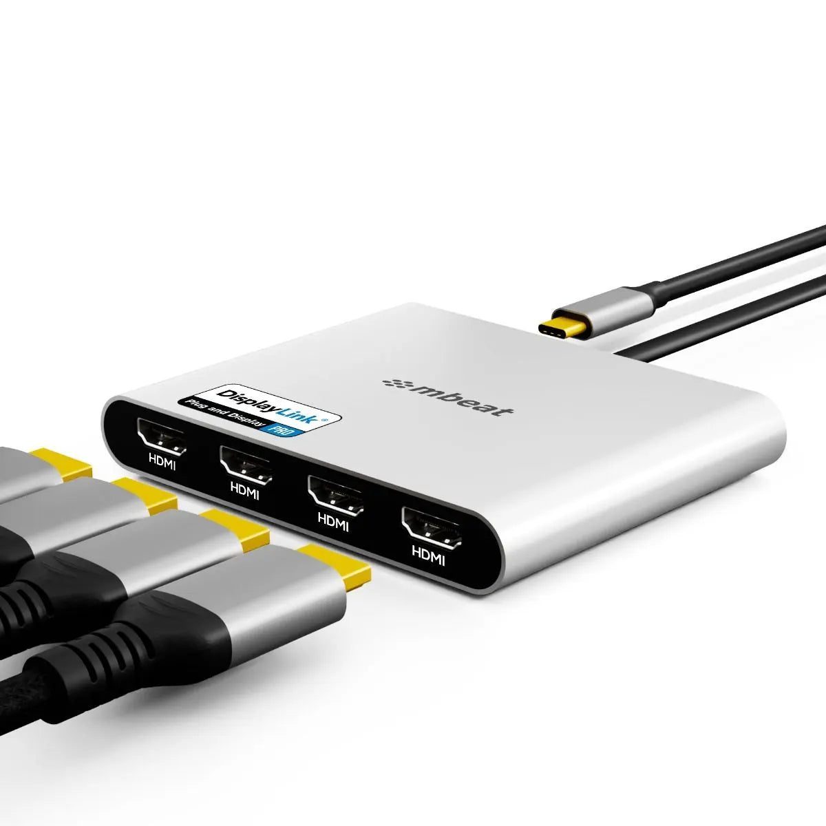 mbeat USB-C Quad 4K HDMI DisplayLink® Adapter with PD Pass-through - Image 2