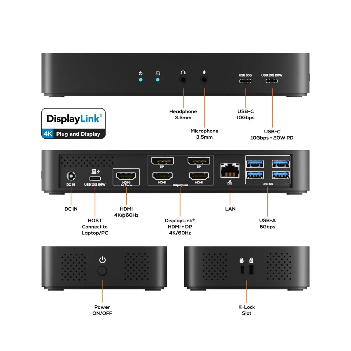 mbeat USB-C Triple 4K Display Docking Station  (DisplayLink® + HDMI-ALT) - Image 2