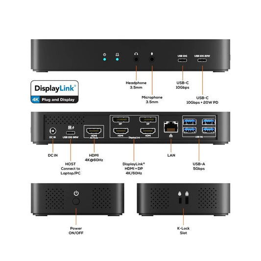 mbeat USB-C Triple 4K Display Docking Station  (DisplayLink® + HDMI-ALT) - Image 2