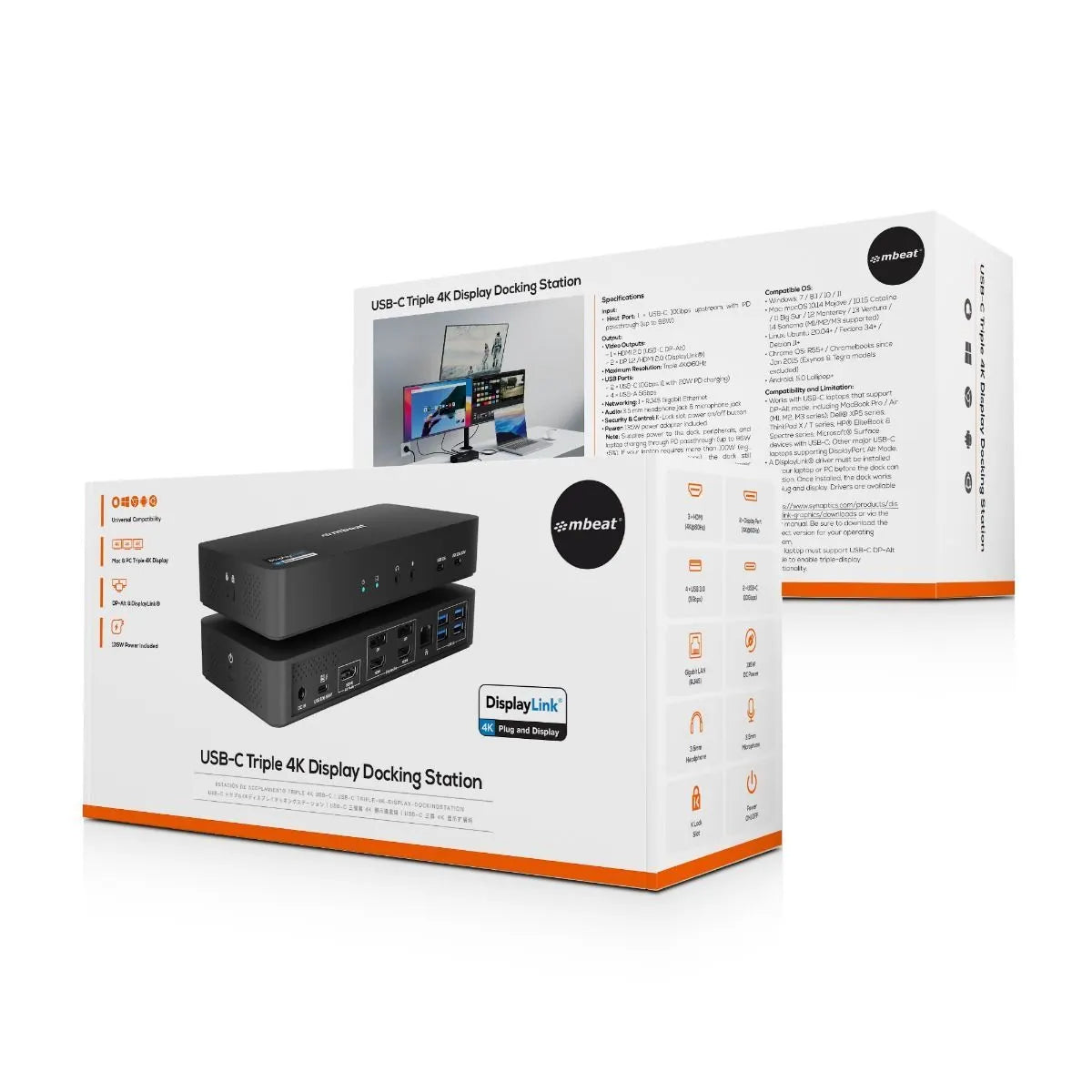 mbeat USB-C Triple 4K Display Docking Station  (DisplayLink® + HDMI-ALT) - Image 9