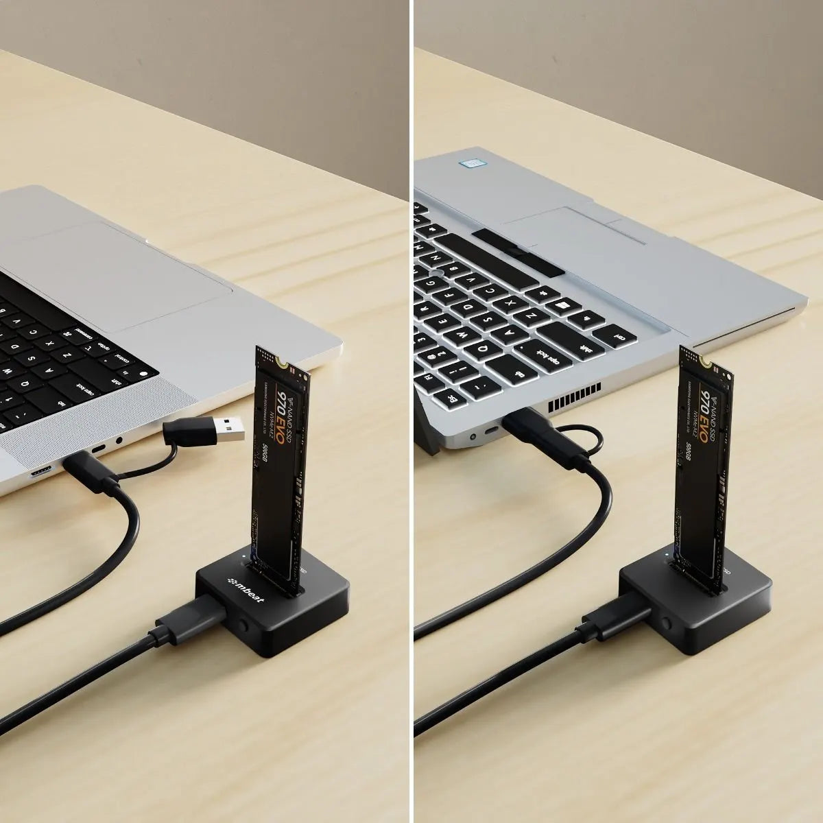 mbeat H5 USB-C/A 10Gbps M.2 NVMe & SATA SSD Mini Dock - Image 3