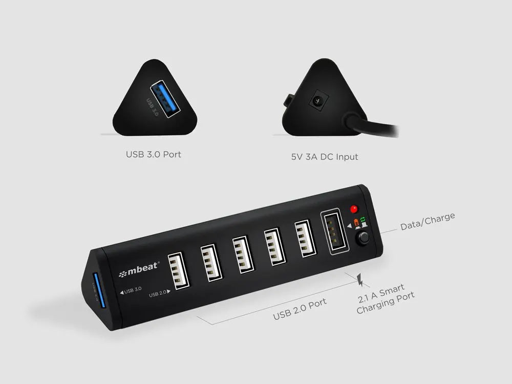 mbeat 7-Port USB 3.0 x 1 + USB 2.0 x 6 Hub with 2.1A Smart Charging Function - Image 3
