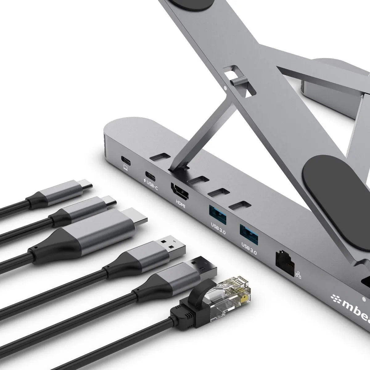 mbeat Stage P5 Portable Laptop Stand with USB-C Docking Station - Space Grey - Image 2