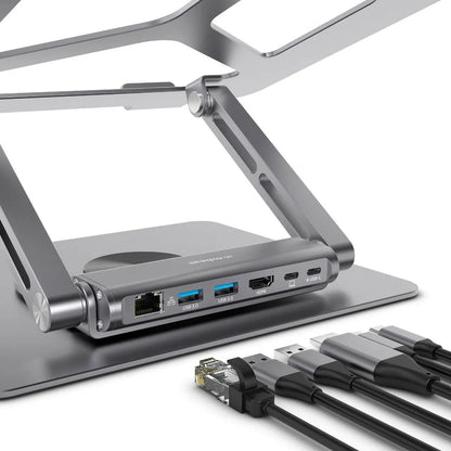 mbeat Stage S12 Rotating Laptop Stand with USB-C Docking Station - Space Grey - Image 2