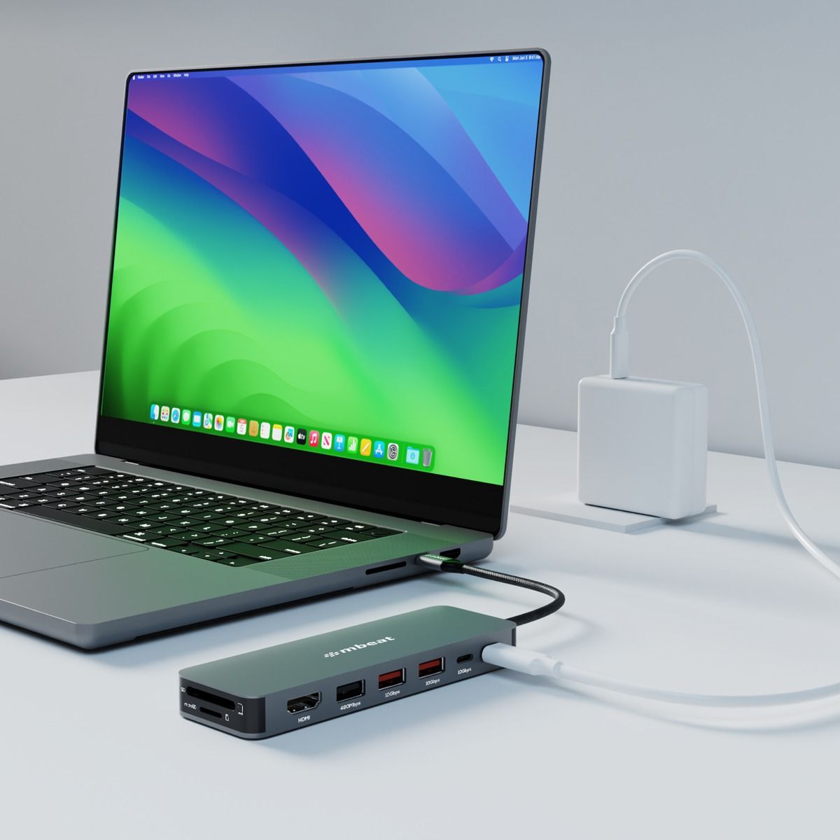 mbeat Elite 9-in-1 USB-C Multiport Hub with Built-in M.2 NVMe SSD Enclosure - Image 5