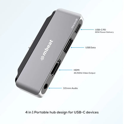 mbeat Elite Mini 4-In-1 USB-C Mobile Hub for iPad Pro, USB-C Tablet and Laptop - Image 4