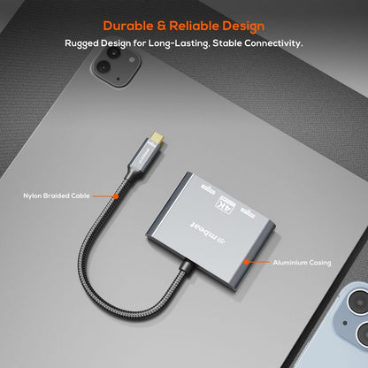 mbeat Tough Link USB-C to DP&HDMI Dual 4K/60Hz MST Adapter - Space Grey - Image 6