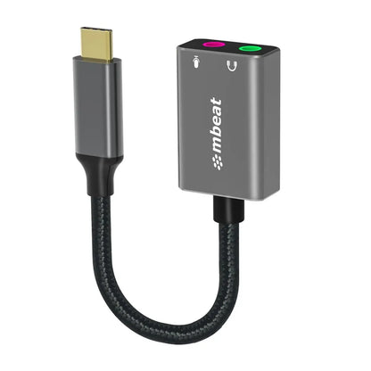 mbeat Elite USB-C to 3.5 Audio and Microphone Adapter - Space Grey - Image 2