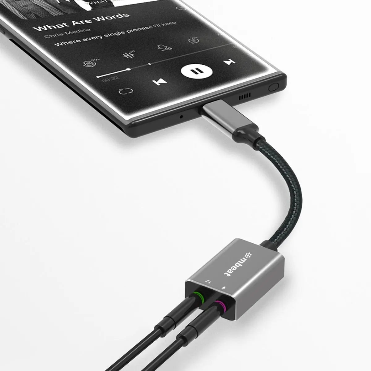 mbeat Elite USB-C to 3.5 Audio and Microphone Adapter - Space Grey - Image 3
