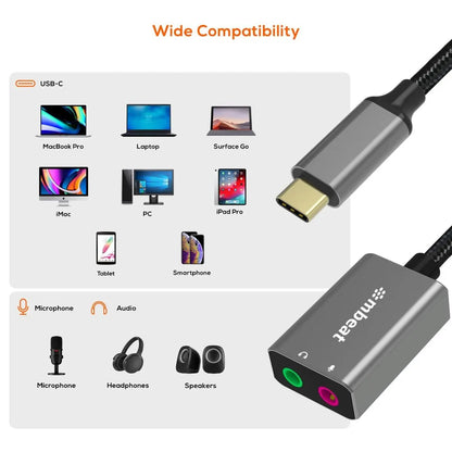 mbeat Elite USB-C to 3.5 Audio and Microphone Adapter - Space Grey - Image 6