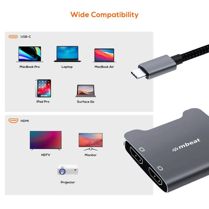 mbeat Tough Link USB-C to Dual 4K HDMI Adapter - Space Grey - Image 6