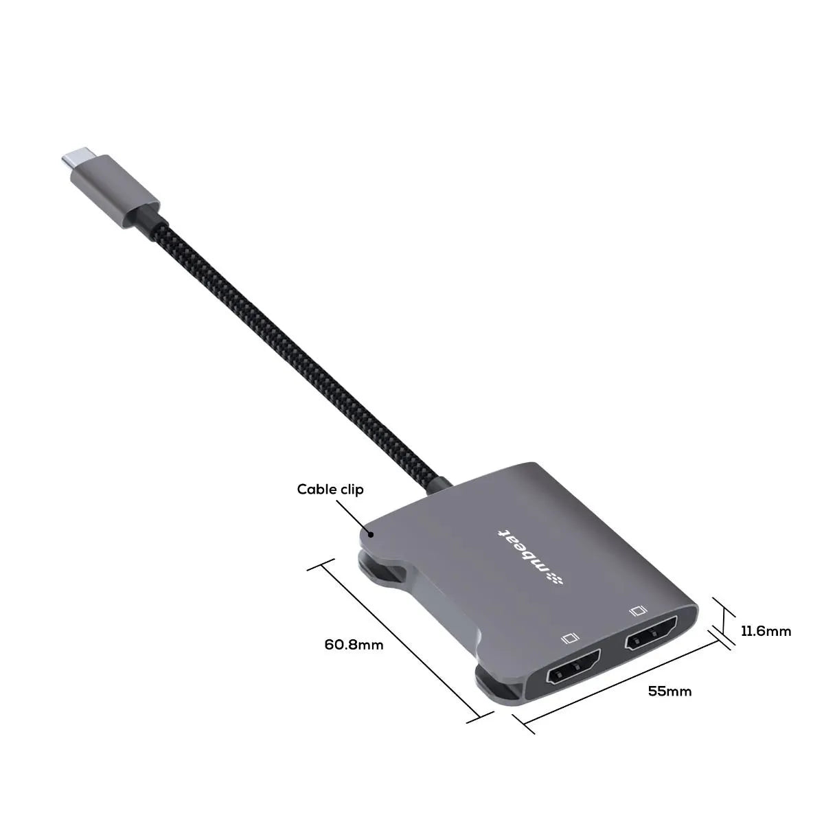 mbeat Tough Link USB-C to Dual 4K HDMI Adapter - Space Grey - Image 7