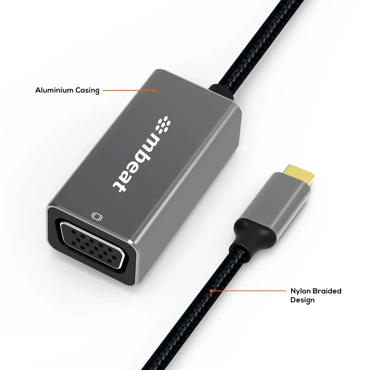 mbeat Elite USB-C to VGA Adapter- Space Grey - Image 5