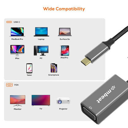 mbeat Elite USB-C to VGA Adapter- Space Grey - Image 6