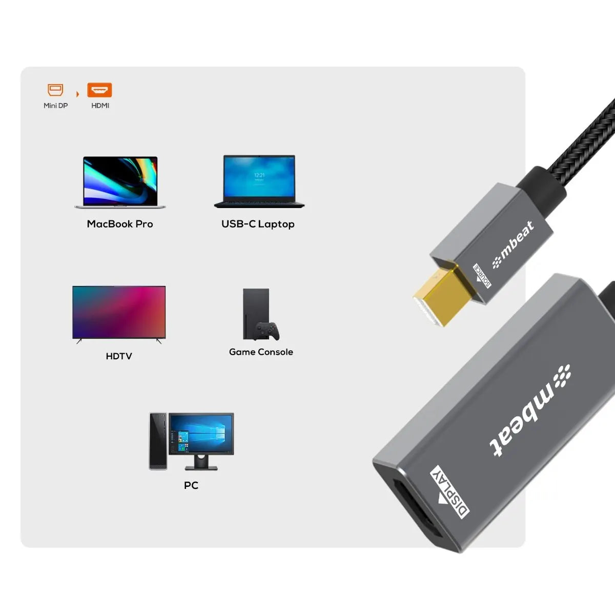 mbeat Tough Link Mini DisplayPort to HDMI Adapter - Image 3