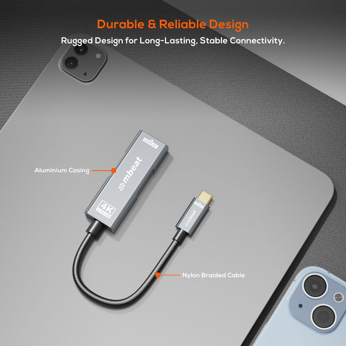 mbeat Tough Link USB-C to DP Adapter with 100W PD - Space Grey - Image 6