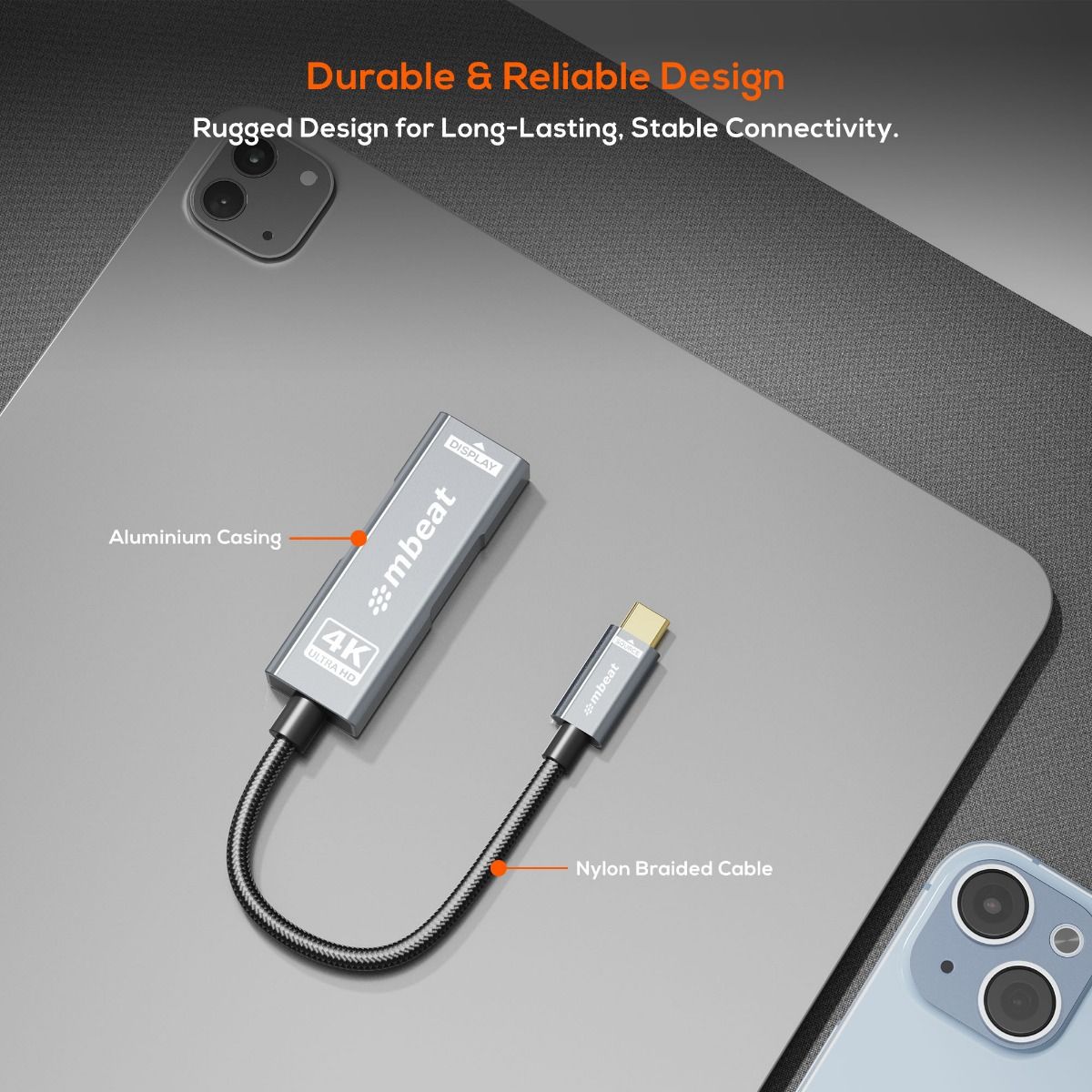 mbeat Tough Link USB-C to HDMI Adapter with 100W PD - Space Grey - Image 6