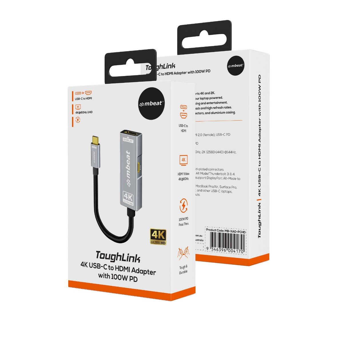 mbeat Tough Link USB-C to HDMI Adapter with 100W PD - Space Grey - Image 7
