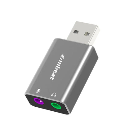 mbeat Elite USB to 3.5 Audio and Microphone Adapter - Space Grey - Image 2