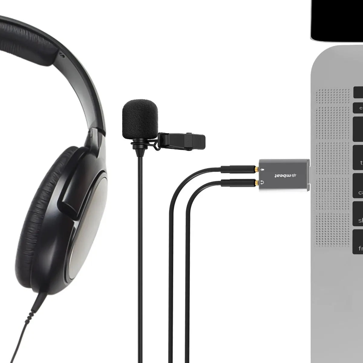 mbeat Elite USB to 3.5 Audio and Microphone Adapter - Space Grey - Image 5