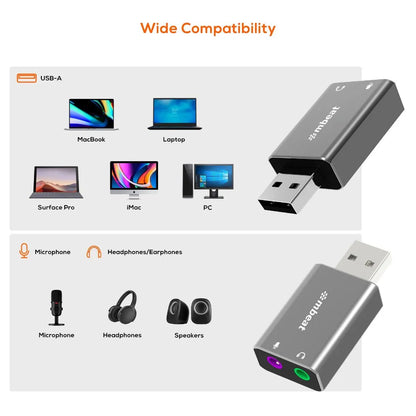 mbeat Elite USB to 3.5 Audio and Microphone Adapter - Space Grey - Image 6