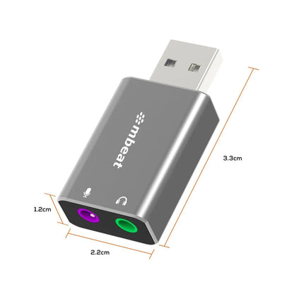 mbeat Elite USB to 3.5 Audio and Microphone Adapter - Space Grey - Image 7