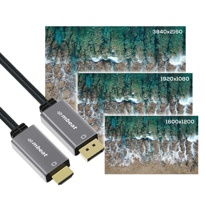 mbeat Tough Link 1.8m 4K/60Hz Display Port to HDMI Cable - Space Grey - Image 4