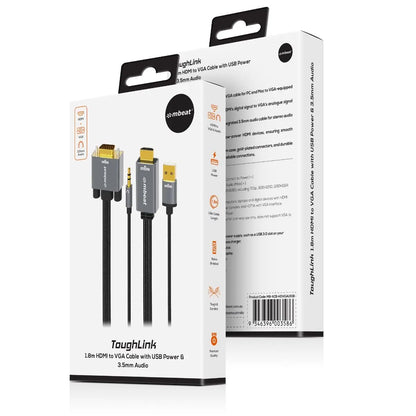 mbeat Tough Link 1.8m HDMI to VGA Cable with USB Power & 3.5mm Audio - Image 5