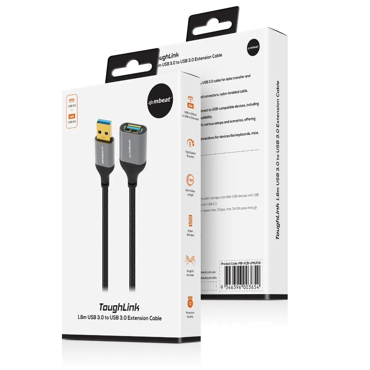 mbeat Tough Link 1.8m USB 3.0 to USB 3.0 Extension Cable   - Image 5