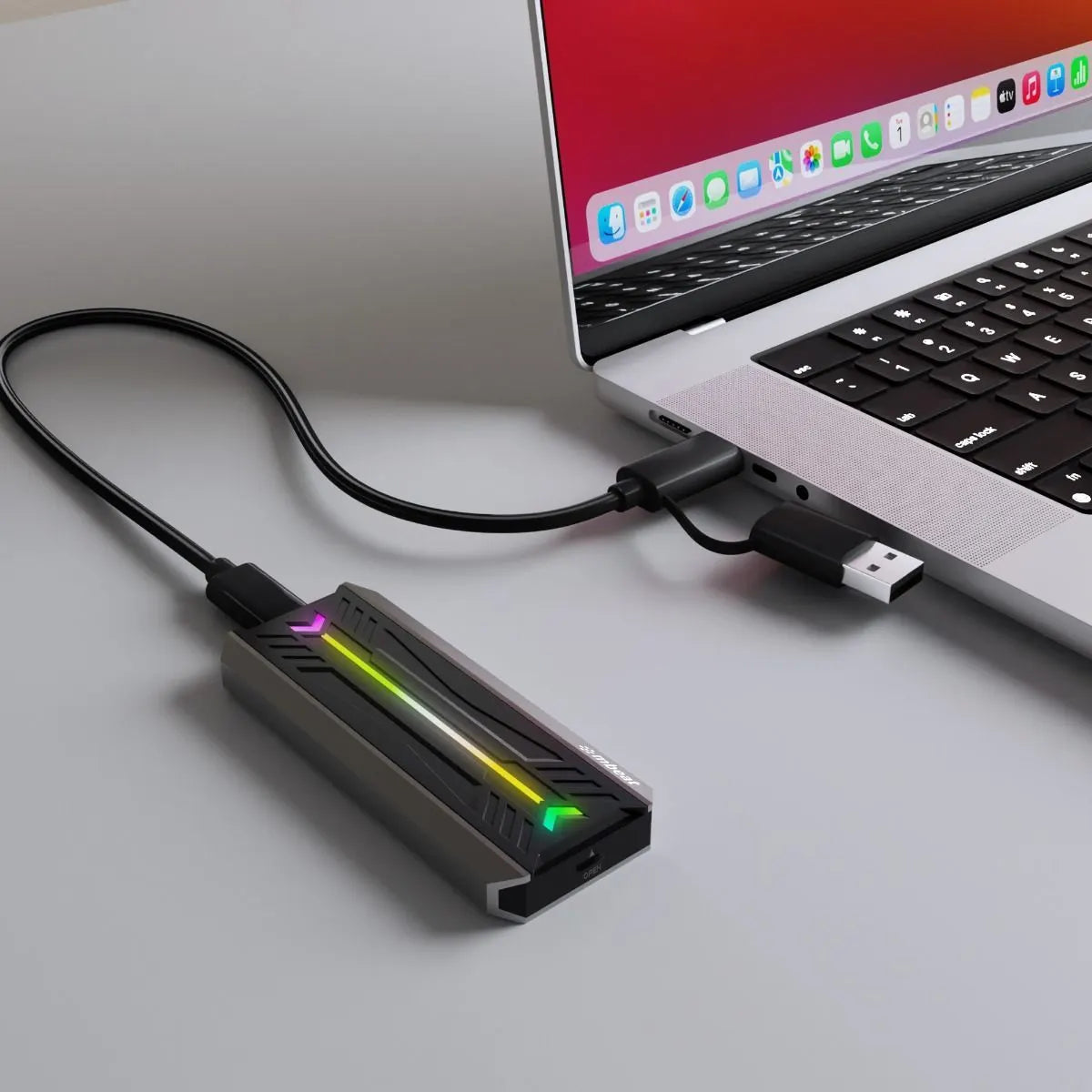 mbeat USB-C/A 10Gbps RGB M.2 NVMe & SATA SSD Enclosure - Image 2