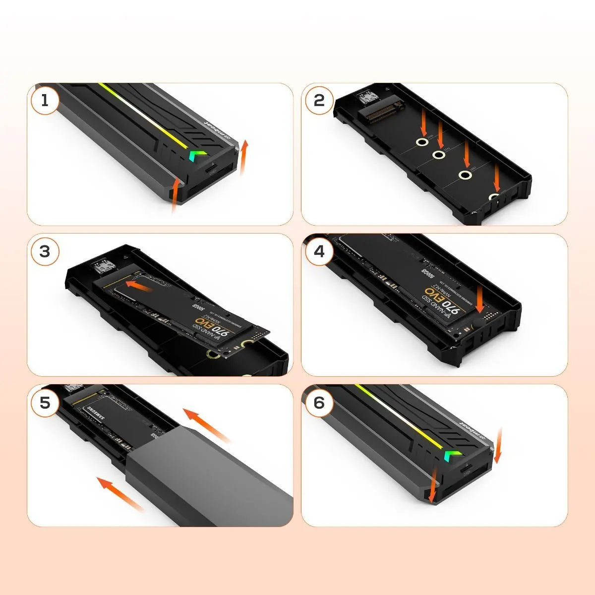 mbeat USB-C/A 10Gbps RGB M.2 NVMe & SATA SSD Enclosure - Image 4