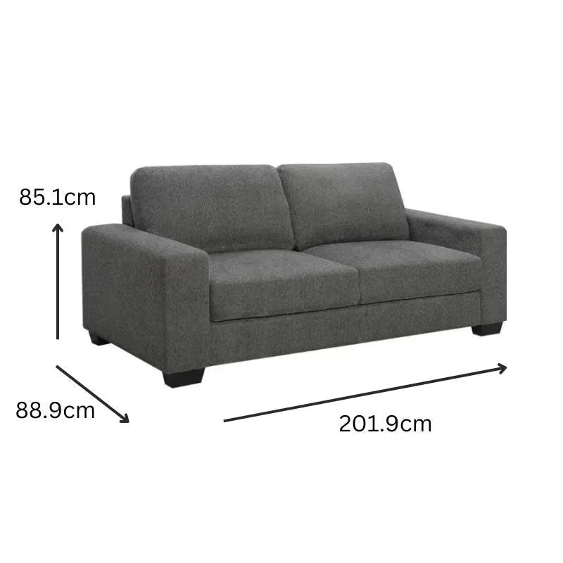 Brooks 3 Seater Fabric Sofa Elephant Grey - Image 3