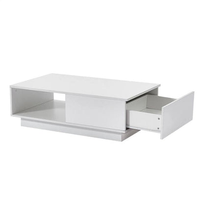 LED High Gloss Top White Coffee Table With Single Drawer - Image 5