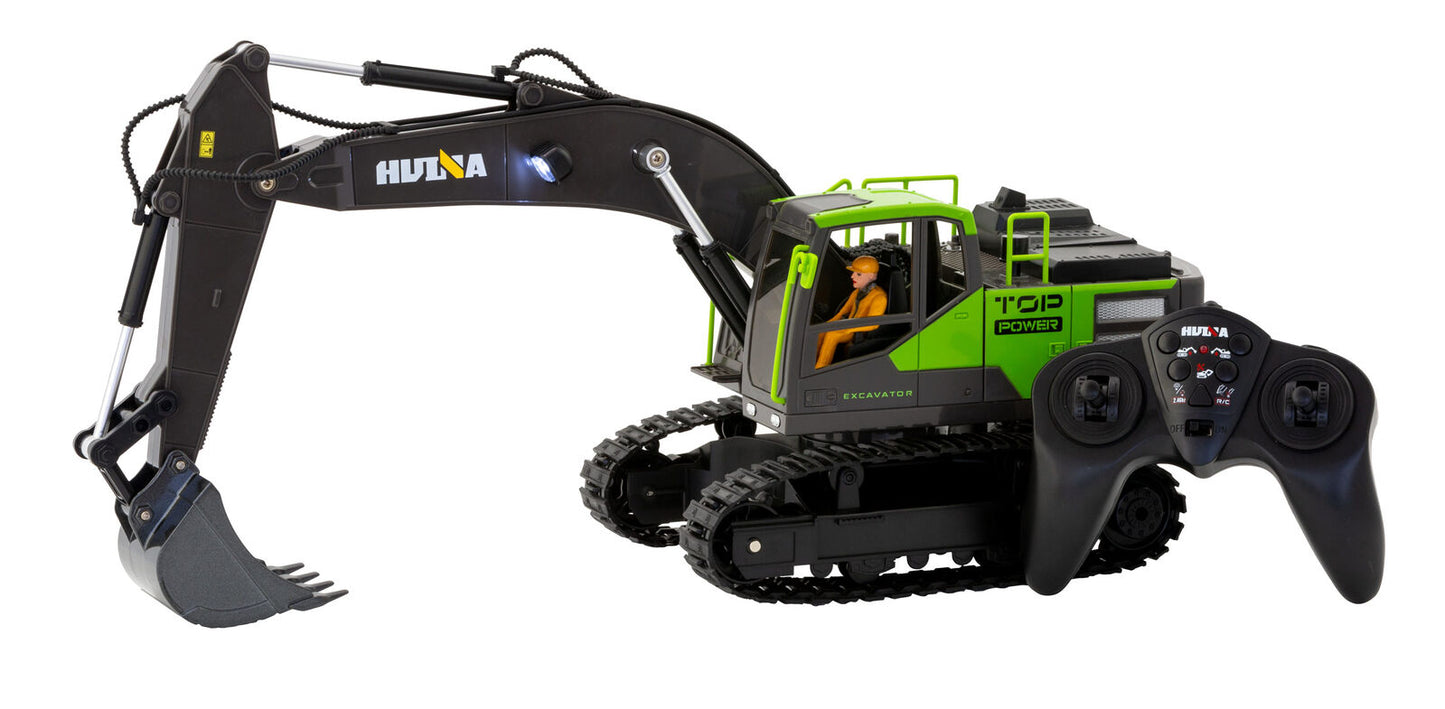 1:18 Scale 13-Channel Alloy Remote Control Excavator Construction Vehicle with Lights, Sound and Steam
