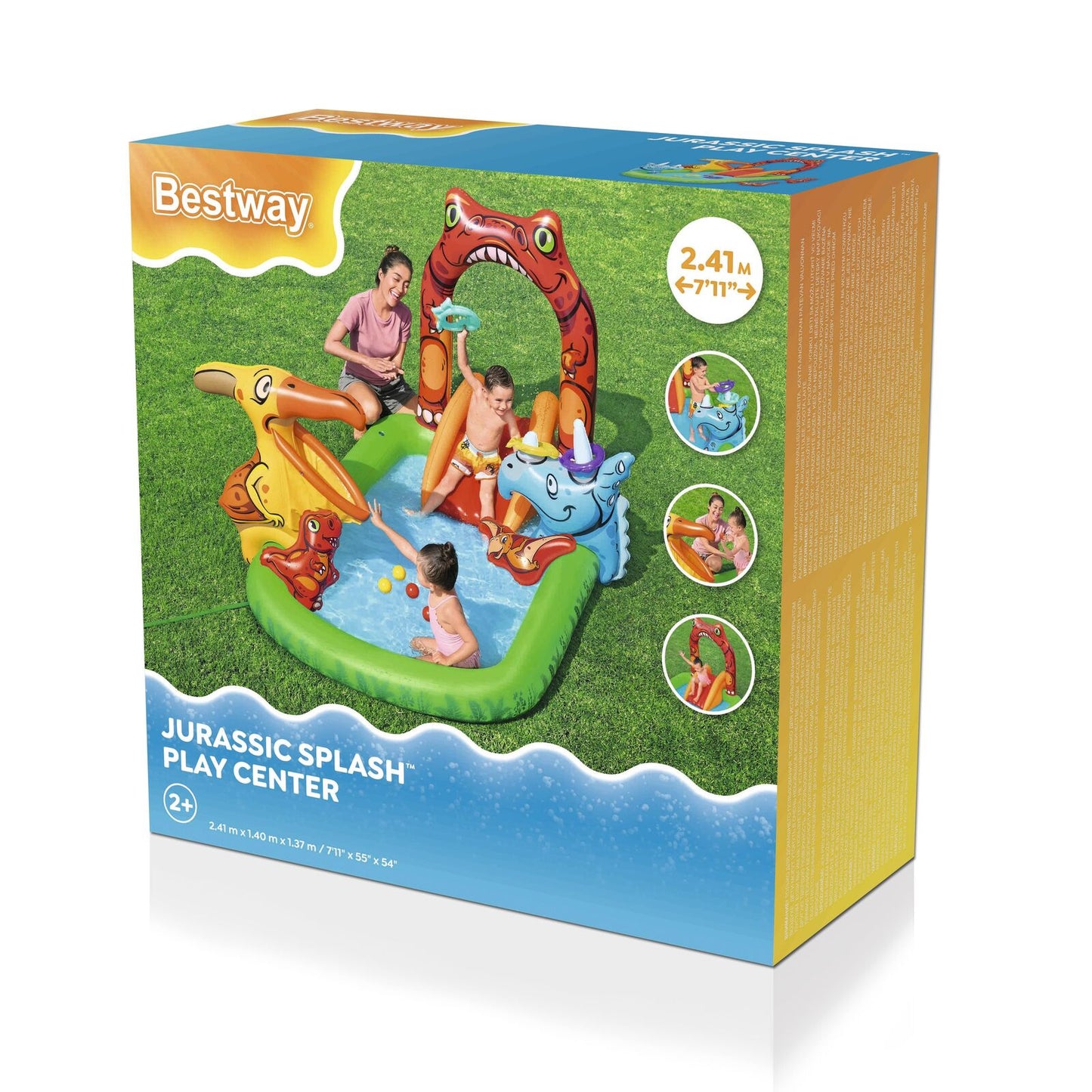 190L Jurassic Splash Water Play Centre, Bright Dinosaur Theme with Slide - Image 2