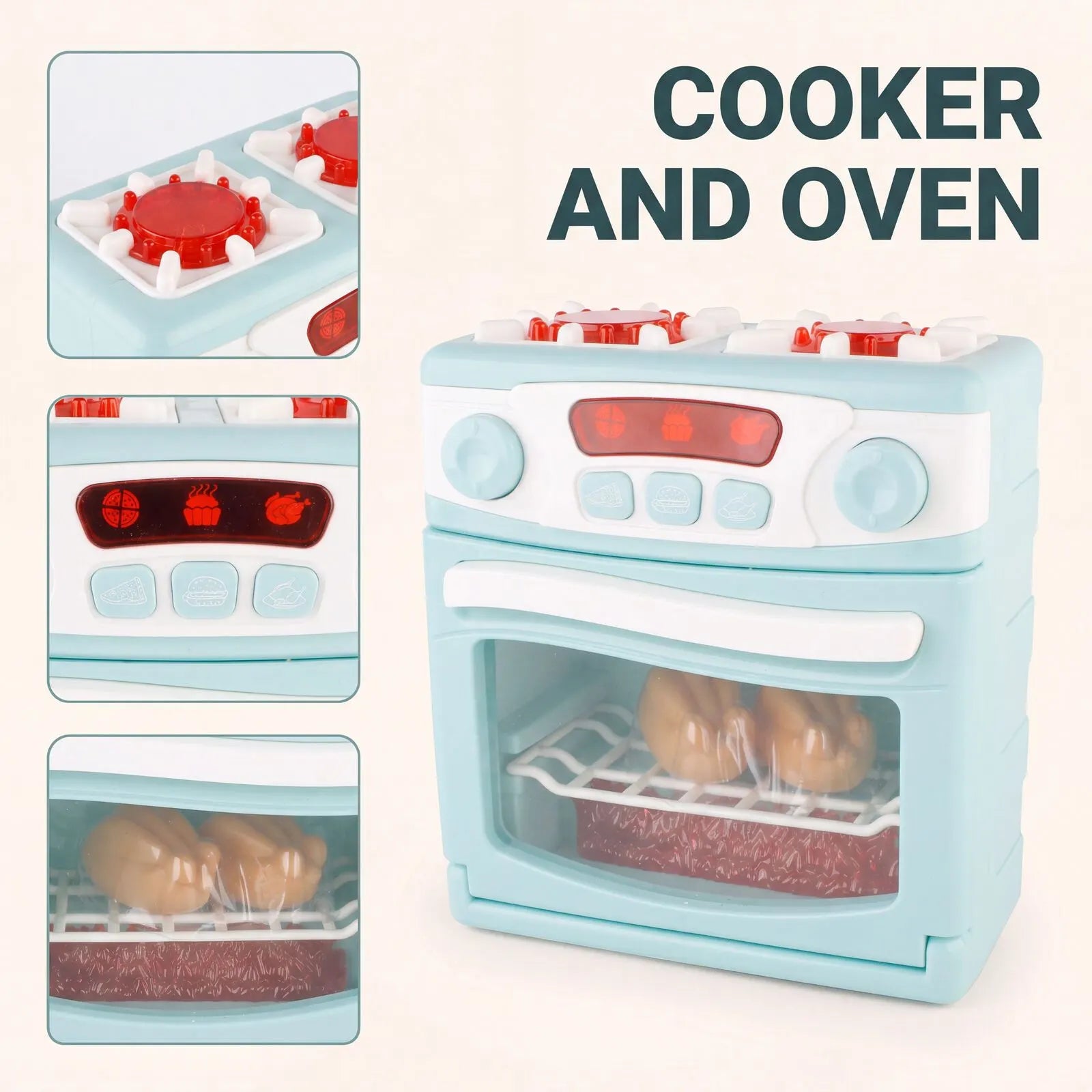 4 Piece Home Appliance Toy Mixer, Washing Machine, Oven & Dishwasher, With Lights & Sound - Image 5