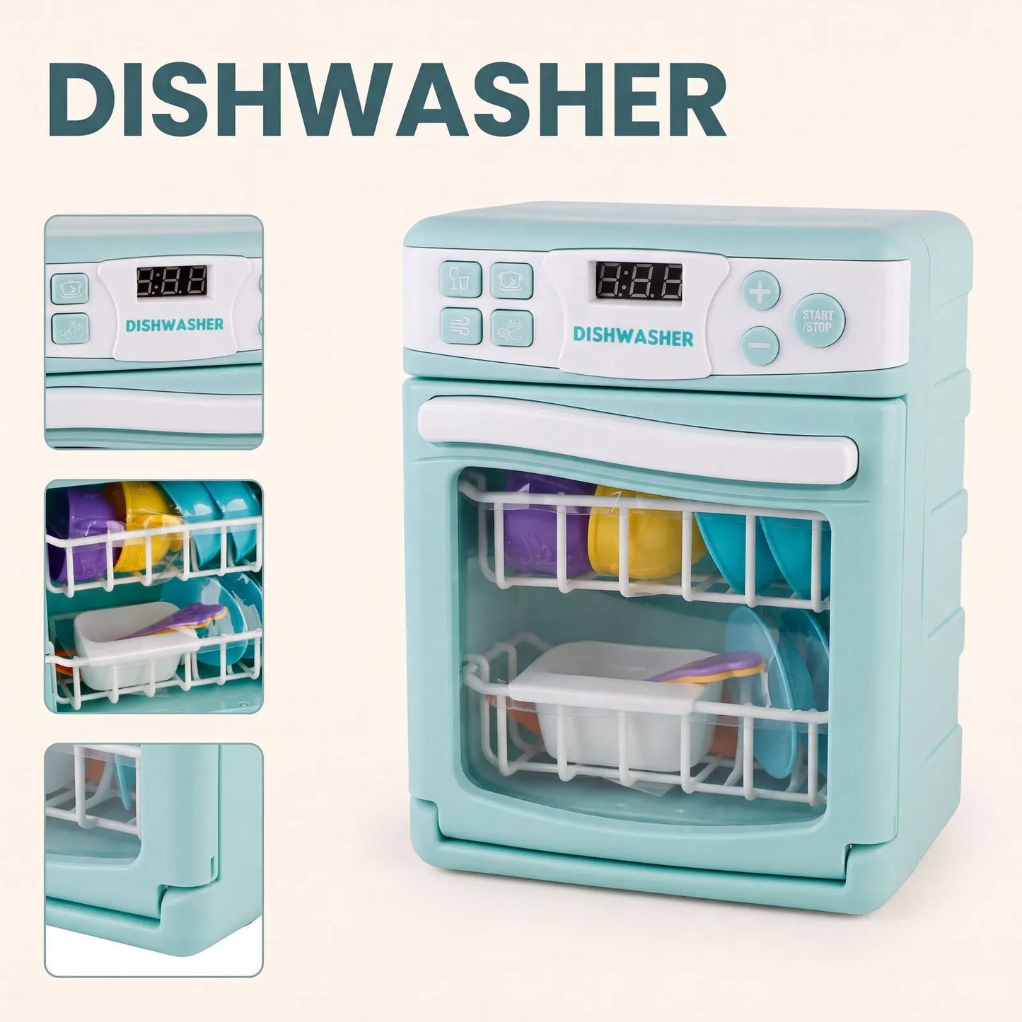 4 Piece Home Appliance Toy Mixer, Washing Machine, Oven & Dishwasher, With Lights & Sound - Image 6