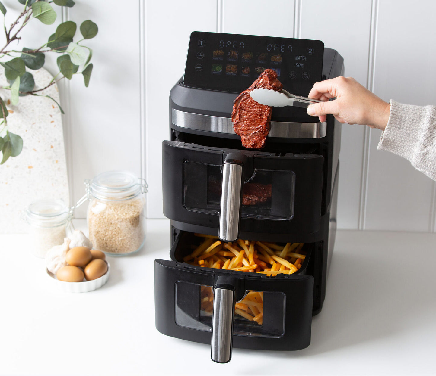 13L Dual Zone 2300W Double Stack Air Fryer with Foldable Top Display - Image 2