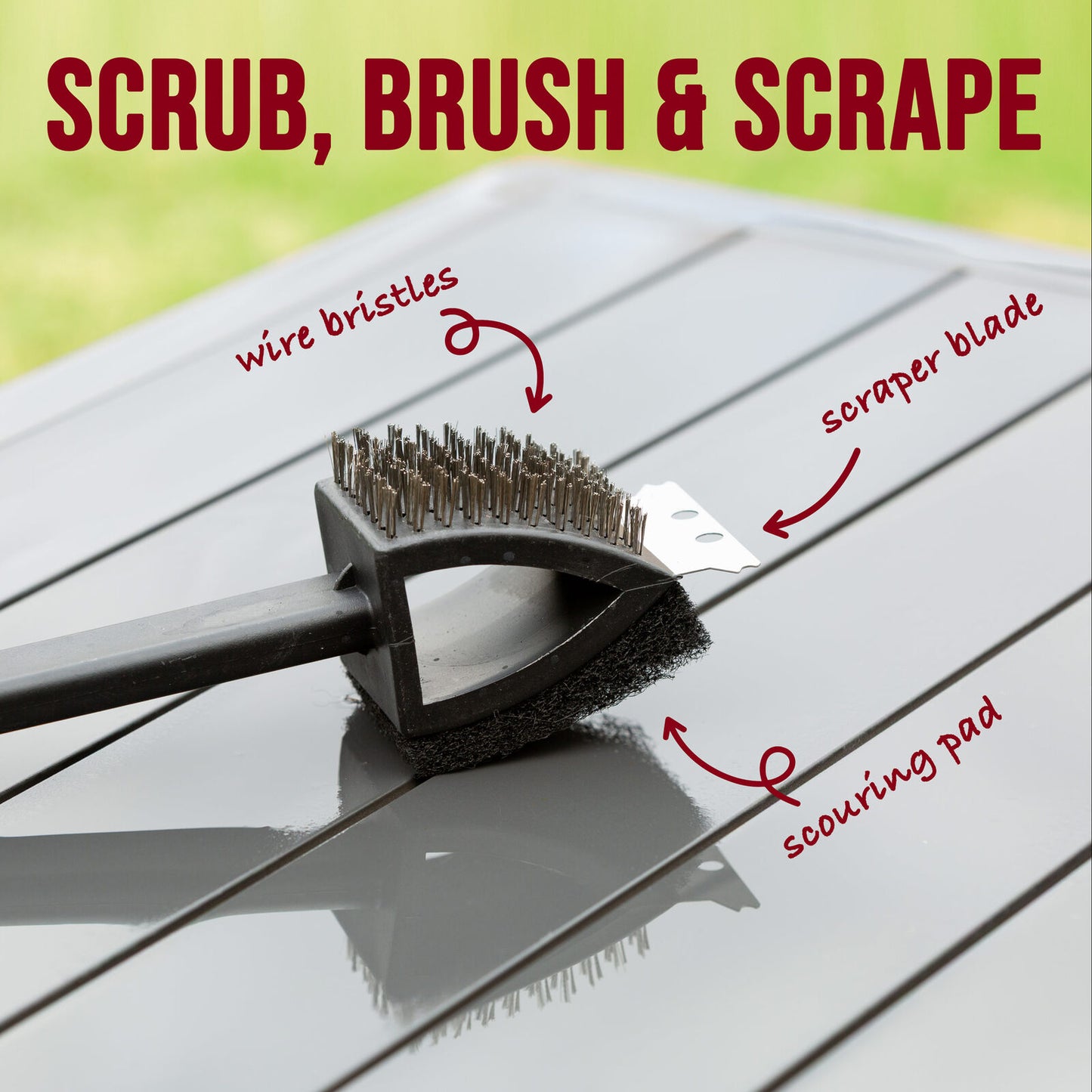 Stainless Steel BBQ Brush and Scraper Blade - Image 4