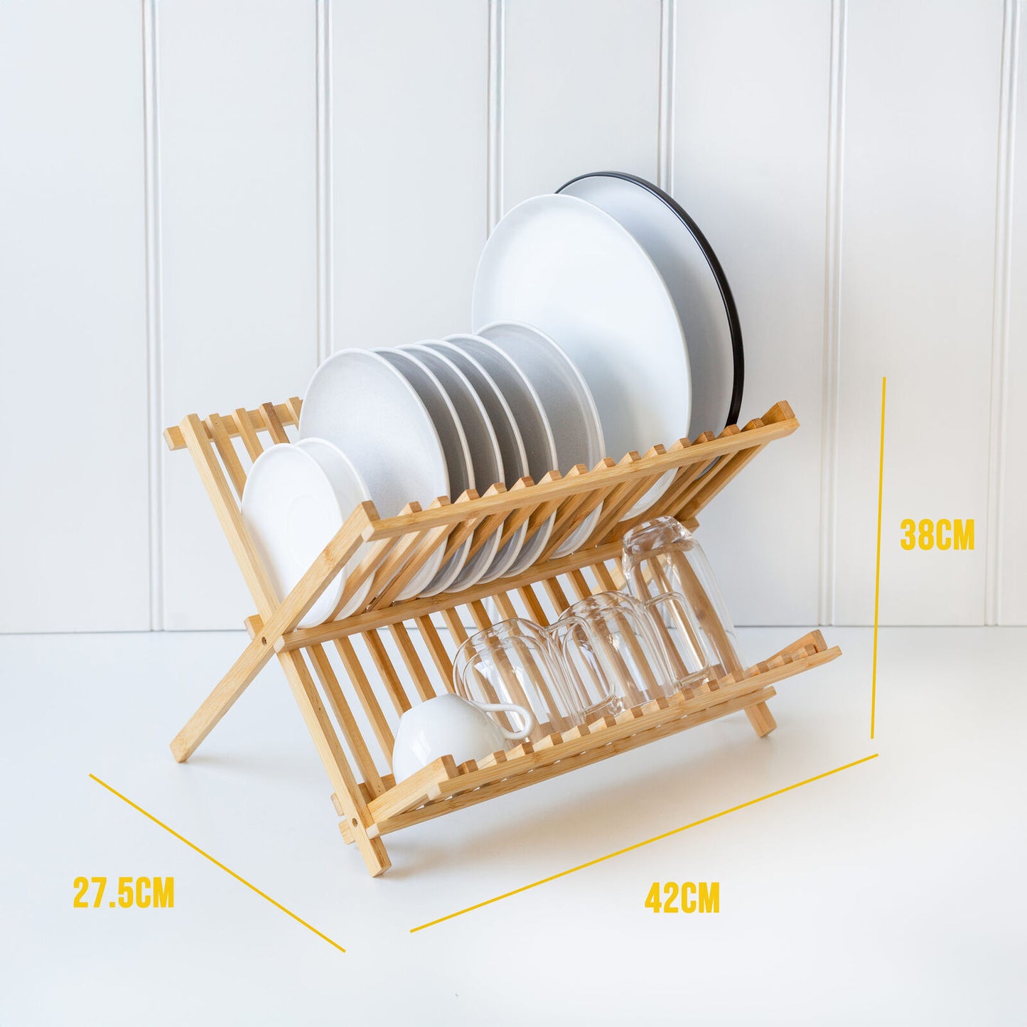 2 Tier Bamboo Dish Rack - Image 2