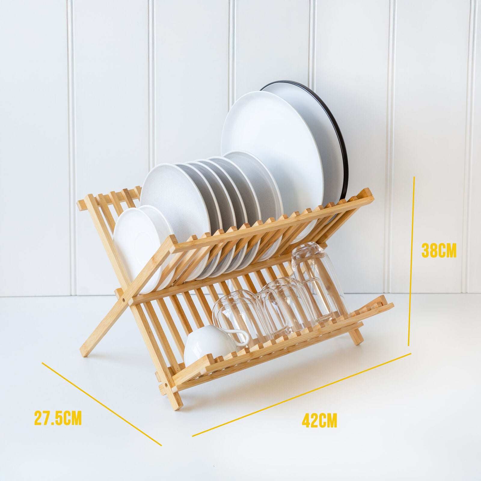 2 Tier Bamboo Dish Rack - Image 2