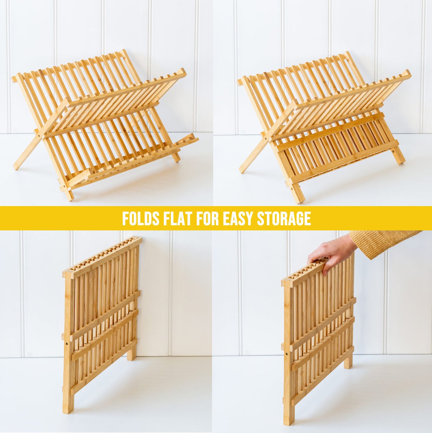 2 Tier Bamboo Dish Rack - Image 3
