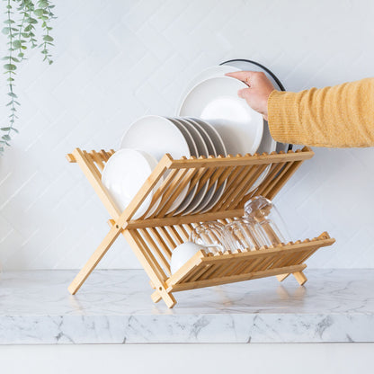 2 Tier Bamboo Dish Rack - Image 6