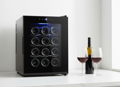 12 Bottle Thermoelectric Wine Fridge, 65W, UV Protected Glass Door, Soft LED Illumination - Image 4