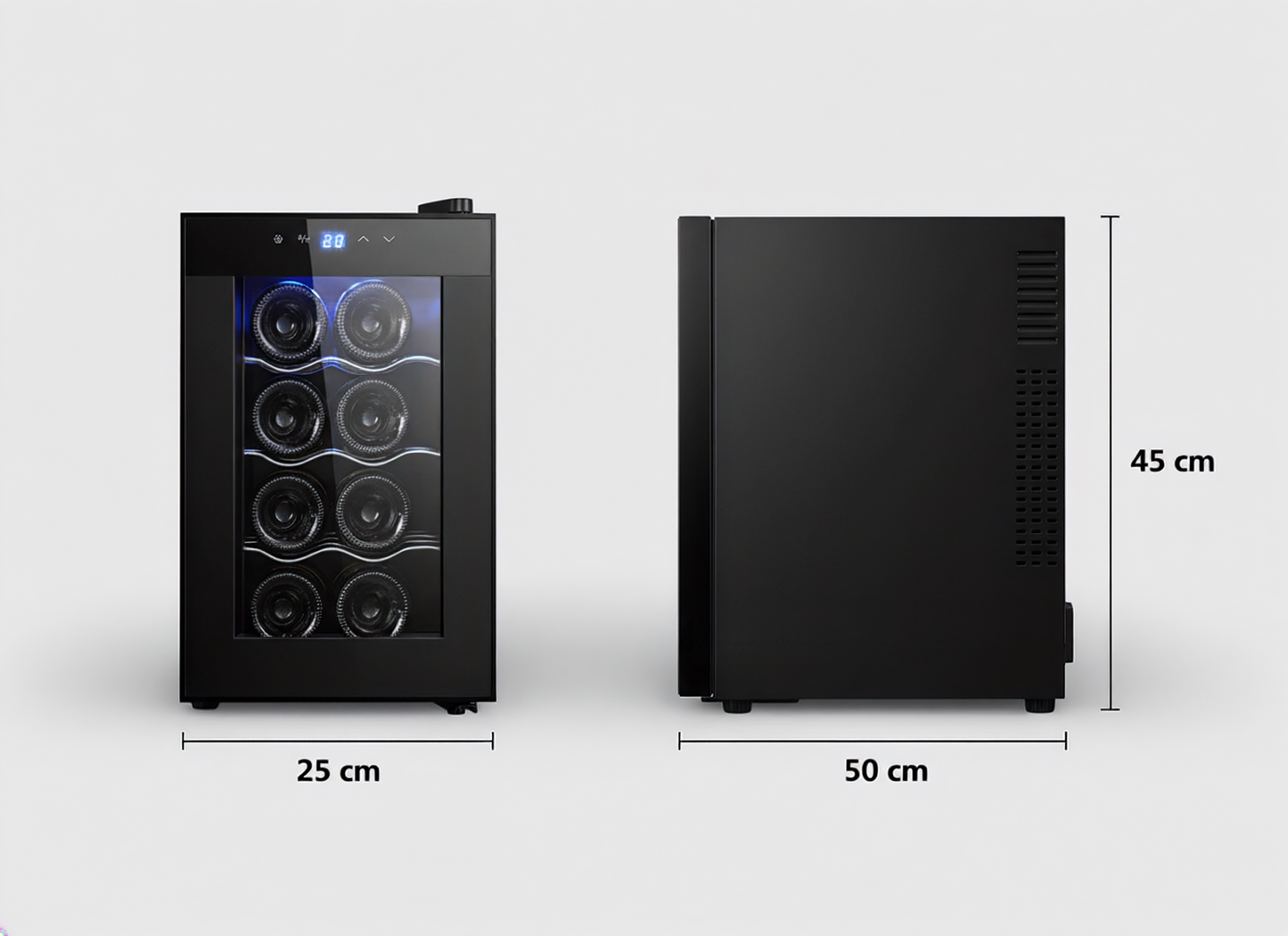 8 Bottle Thermoelectric Wine Fridge, 65W, UV Protected Glass Door, Soft LED Illumination - Image 2