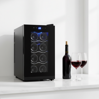8 Bottle Thermoelectric Wine Fridge, 65W, UV Protected Glass Door, Soft LED Illumination - Image 4