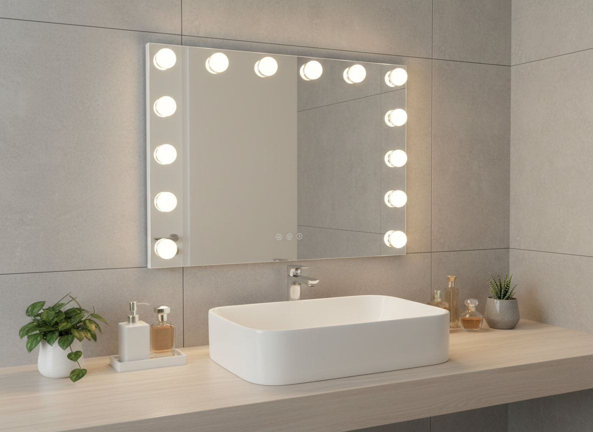 LED Beauty Mirror with 14 Bulbs, Colour Settings, USB A and USB C, White, 50 × 42cm - Image 4