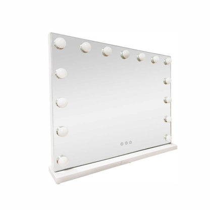 LED Beauty Mirror with 15 Bulbs, Colour Settings, USB A and USB C, White, 58 × 48cm