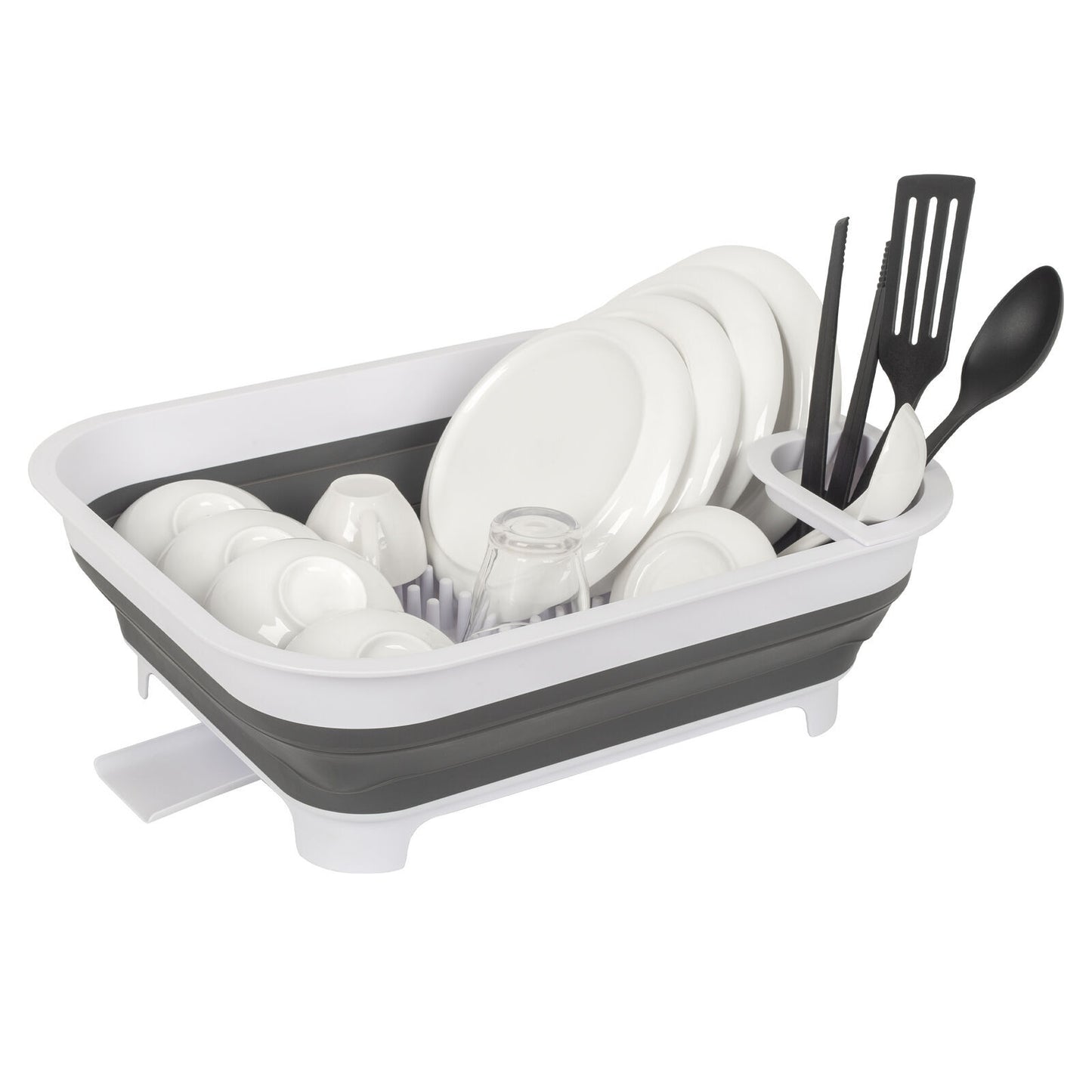 Collapsible Dish Rack with Utensil Section Space-Saving Drying Rack for Compact Kitchens & Camping - Image 2