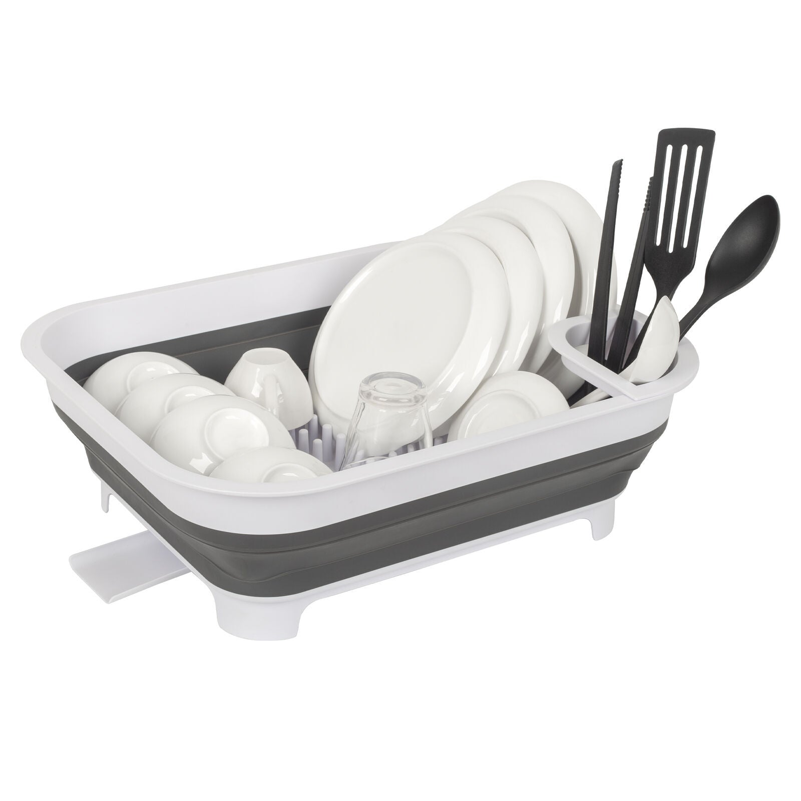 Collapsible Dish Rack with Utensil Section Space-Saving Drying Rack for Compact Kitchens & Camping - Image 2